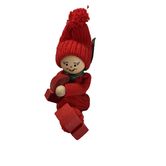 Vtg Swedish Tomte Figurine Collectible Handmade Christmas Child Wooden Shoes - Picture 1 of 5